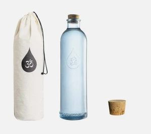 Om Water Om Glass Water Bottle 1.2L - Natural Cork Stopper Lead Free Recycled - Picture 1 of 14