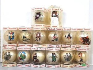 14 sfere di vetro Norman Rockwell ornamenti collezione LE Dave: 1979-1993 nuove con scatola T528 - Foto 1 di 9