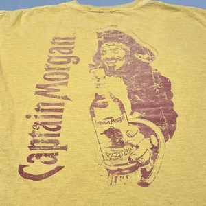 Captain Morgan Large t-shirt Vintage Red graphic USA Delta Pro weight FLAWS - Picture 1 of 8