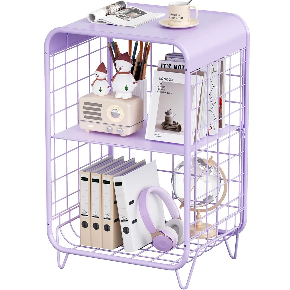 Linda mesita de noche para niños, mesa auxiliar de metal, mesa auxiliar de 3 niveles con almacenamiento, vintage B... Foto 1 de 4