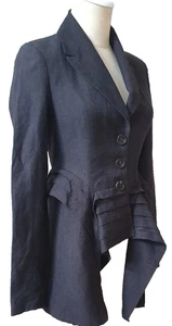 ALL SAINTS Alis Tailcoat Jacket Linen & Wool Charcoal Grey Ladies UK10 - Picture 1 of 10