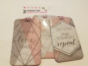 MyTags Pink White Gray Breathe Love Travel Get Lost Find Yourself Repeat ID Tag - Picture 1 of 3
