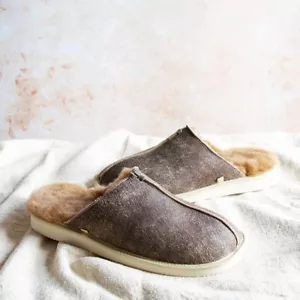 Yeti Herren Echt Maultier Lammfell Hausschuhe 100 % Echtleder Slipper Weihnachtsgeschenk - Bild 1 von 25