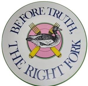 Vintage "Right Fork Before Truth" Official Preppy Plate By Sigma The Tastesetter - Picture 1 of 5