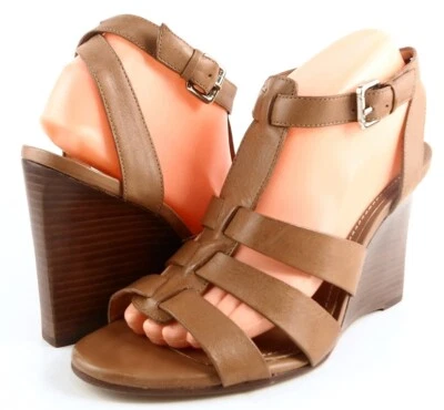 $295 Sandalias de cuña THEORY LEE de cuero marrón con tiras punta abierta 10 EUR 40 Foto 1 de 4