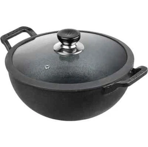 Vinod 22cm Legacy Pre Seasoned Cast Iron Kadai with Glass Lid, 2.4L Rust Proof - Picture 1 of 6