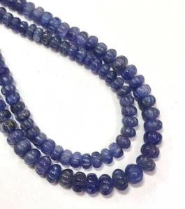 Natural Tanzanite beads Curved Rondelle AAA Blue Melon Shape 6-9mm 8" Strand - Picture 1 of 4