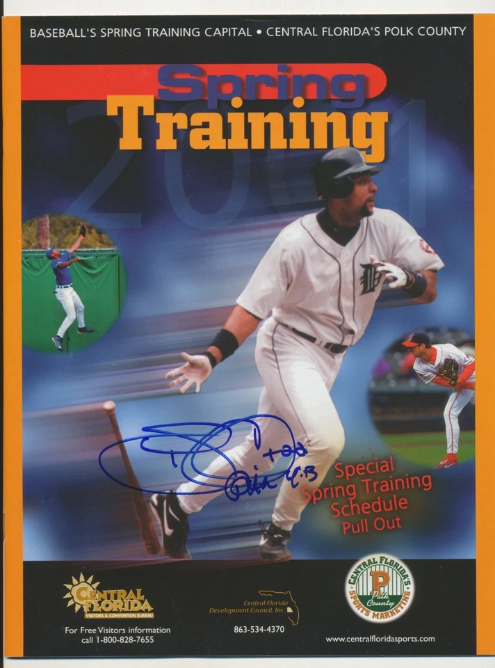 Revista de entrenamiento de primavera 2001 firmada/autografiada por Tony Clark Tigres de Detroit con certificado de autenticidad Foto 1 de 1