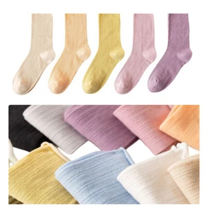 5 Pairs Women Solid Rolled Edge Socks Cotton Thin Mesh Mid-Calf Comfy Socks - Picture 1 of 34