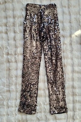Pantalones para mujer H&M cintura alta lentejuelas negro brillante plata talla 2 elegante boda  Foto 1 de 4