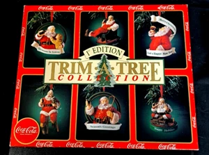 1st Edition Boxed Set of 6 Trim a Tree Collection Coca Cola Ornaments VTG 1991 - Picture 1 of 24