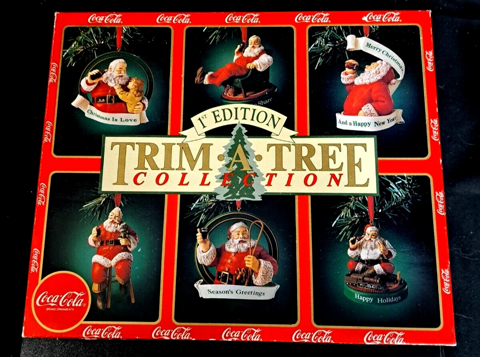 1st Edition Boxed Set of 6 Trim a Tree Collection Coca Cola Ornaments VTG 1991 - Image 1 of 4