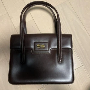 GUCCI Old Vintage Turnlock Hand Bag Shoulder Bag Leather Brown Authentic Used - Picture 1 of 8