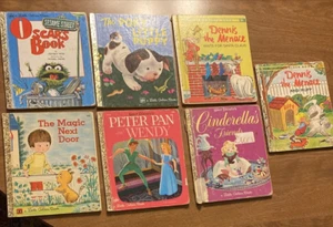 (7) Vintage kleine goldene Bücher Lot #3 Denis die Bedrohung Peter Pan Sesamstraße - Bild 1 von 24