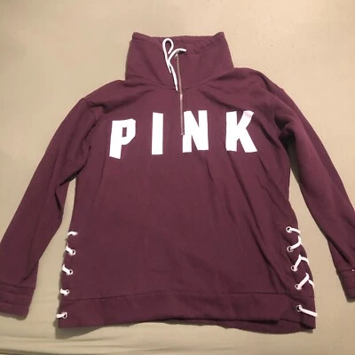 Victoria's Secret Pink Quarter Zip Pullover Sweatshirt Purple M Girls Woman's - Image 1 of 4