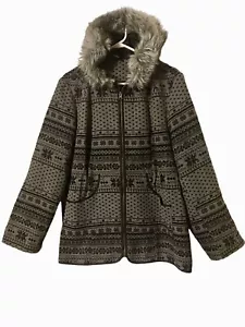 Torrid Gray Wool Faux Fur Trimmed Hood Coat Women’s 2X Lined Pockets Y2K Retro - Picture 1 of 12