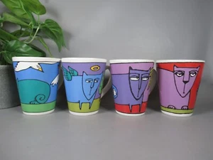 set of 4 Ursula dodge design mugs cats novelty fun cups - Picture 1 of 7