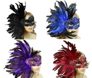 Modische venezianische Maskeradenmaske für Damen mit riesigen Federn - Bild 1 von 5