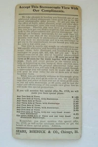 FREE SAMPLE STEREO VIEW CARD, GIVEN AWAY BY SEARS & ROEBUCK - Picture 1 of 5