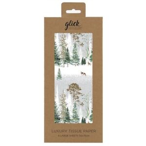 MAGICAL FOREST Christmas Glick Tissue Wrapping Paper 4 sheets 50 x7 5cm