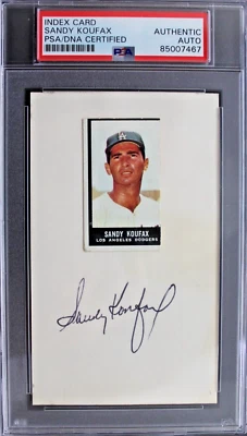 Sandy Koufax HOF LA DODGERS Signed 3x5 IC Autographed Bold Auto Index Card PSA - Image 1 of 4