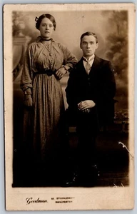 Postcard RPPC c1910s Strangeways Manchester Studio Photo of Couple by Goodman - Picture 1 of 2