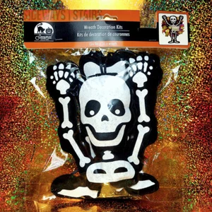 STUFFED SKELETON WREATH ACCESSORY Halloween DIY 2-Piece Felt Craft spooky horror - Picture 1 of 8
