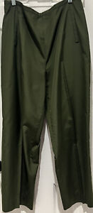 Carlisle Green Silk pants Size 14P Flat Front Side Zipper