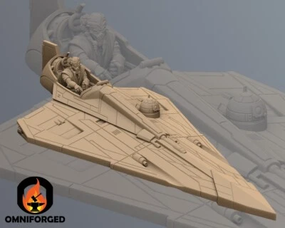 Star Wars Legion Plo Koon Jedi Starfighter Miniature 3D Printed Resin Mini - Image 1 of 2