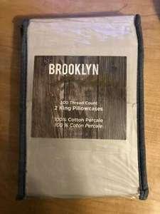 2 Brooklyn Loom King Pillowcases 300 Thread Count Yarn Dyed - Taupe - Picture 1 of 2