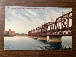 Government Bridge from Davenport, Rock Island Arsenal Postcard ~ Illinois Iowa - Picture 1 of 2