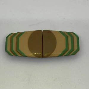 Antique Art Deco Women's Belt Buckle-Geometric Pattern-Tiered-1930s/40s - Picture 1 of 8