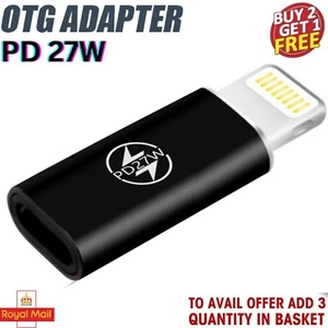 IPhone 8pin male to Type-C female USB C adapter converter 27W PD High Speed UK - Picture 1 of 13