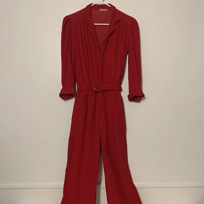 Mono de pana rojo vintage de los años 80 A Byer mediano con cinturón manga larga pantalones años 80 Foto 1 de 4