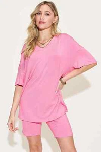 Basic Bae v-neck t-shirt & shorts set - Picture 1 of 66
