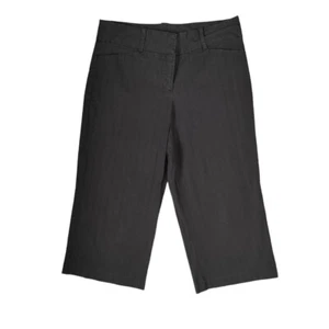 Vintage Y2k 00s Mid Rise Pinstriped Black Wide Leg Capri Pants Size 12 - Picture 1 of 4