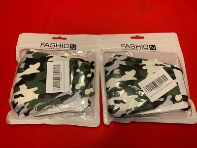 Lot of 2, Unisex Cotton Washable Reusable 2 Face Masks with Filter Pocket, Camo - Image 1 of 4