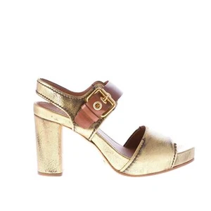 ZAPATOS DE COCHE Mujer Zapatos Oro Antiguo Sandalia de cuero con correa de tobillo hebillada - Imagen 1 de 8