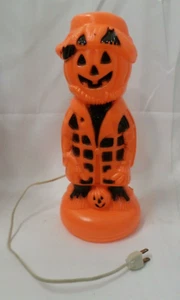 Molde soplado iluminado vintage de Halloween 13" de alto calabaza hobo espantapájaros - Imagen 1 de 10