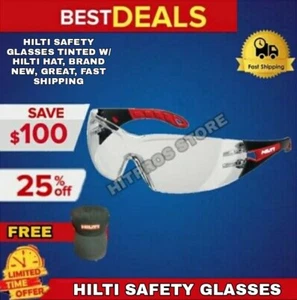 HILTI SAFETY GLASSES TINTED W/ HILTI HAT, BRAND NEW, GREAT, FAST SHIPPING - Picture 1 of 8