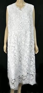 24W Jessica London Bright White Sleeveless Crochet Lace Dress - Bild 1 von 5