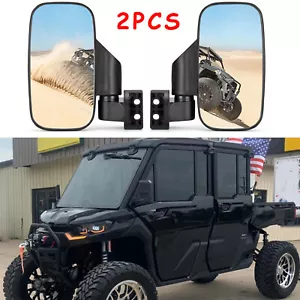 2X UTV Rear View Side Mirror 1.75" &2" For Can-Am Defender Pro 4x4 Limited DPS - Picture 1 of 17