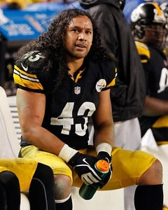 Troy Polamalu Sitting on the Bench Pittsburgh Steelers 8x10 NFL Football Photo - Picture 1 of 1