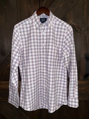 CHARLES TYRWHITT Hombre Talla Pequeña Rojo Azul Cuadros Calce Ajustado Manga Larga Foto 1 de 4