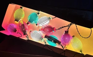 Vintage Genuine Italian World Wide Christmas String Lights Striped Bulbs Works - Picture 1 of 6