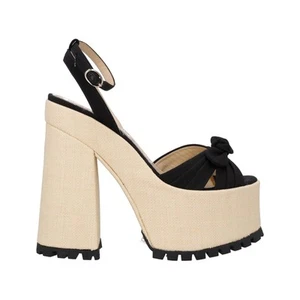 CHARLOTTE OLYMPIA Miranda Raffia 155 Black Platform Heels Formal EU 39.5 RRP 795 - Picture 1 of 10