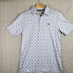 Travis Mathew Poloshirt Herren klein grau blau Muster Golf Freizeit Made Peru - Bild 1 von 7