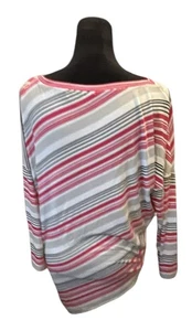 St. John Jersey Strick asymmetrisch diagonal Streifen rosa weiß Damen Small - Bild 1 von 7