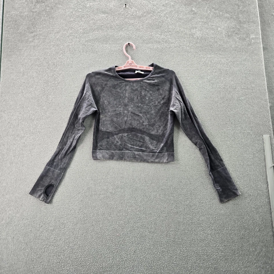 Camisa ROSA Victoria's Secret Mujer L Gris Ropa Activa Pullover Recortado Sin Costuras Foto 1 de 4