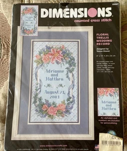 NEW Dimensions Counted Cross Stitch Kit - Floral Trellis Wedding Record Vintage - Picture 1 of 11